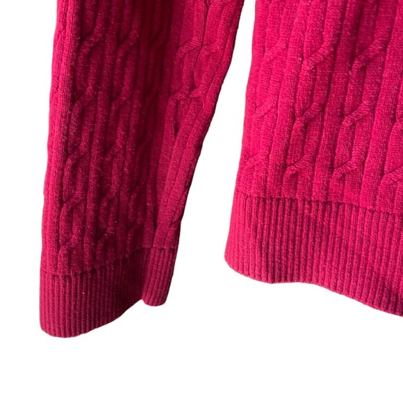 Talbots XL Wine-Color Turtleneck Cable Knit Sweater Burgundy 100% Cotton - Picture 4 of 6